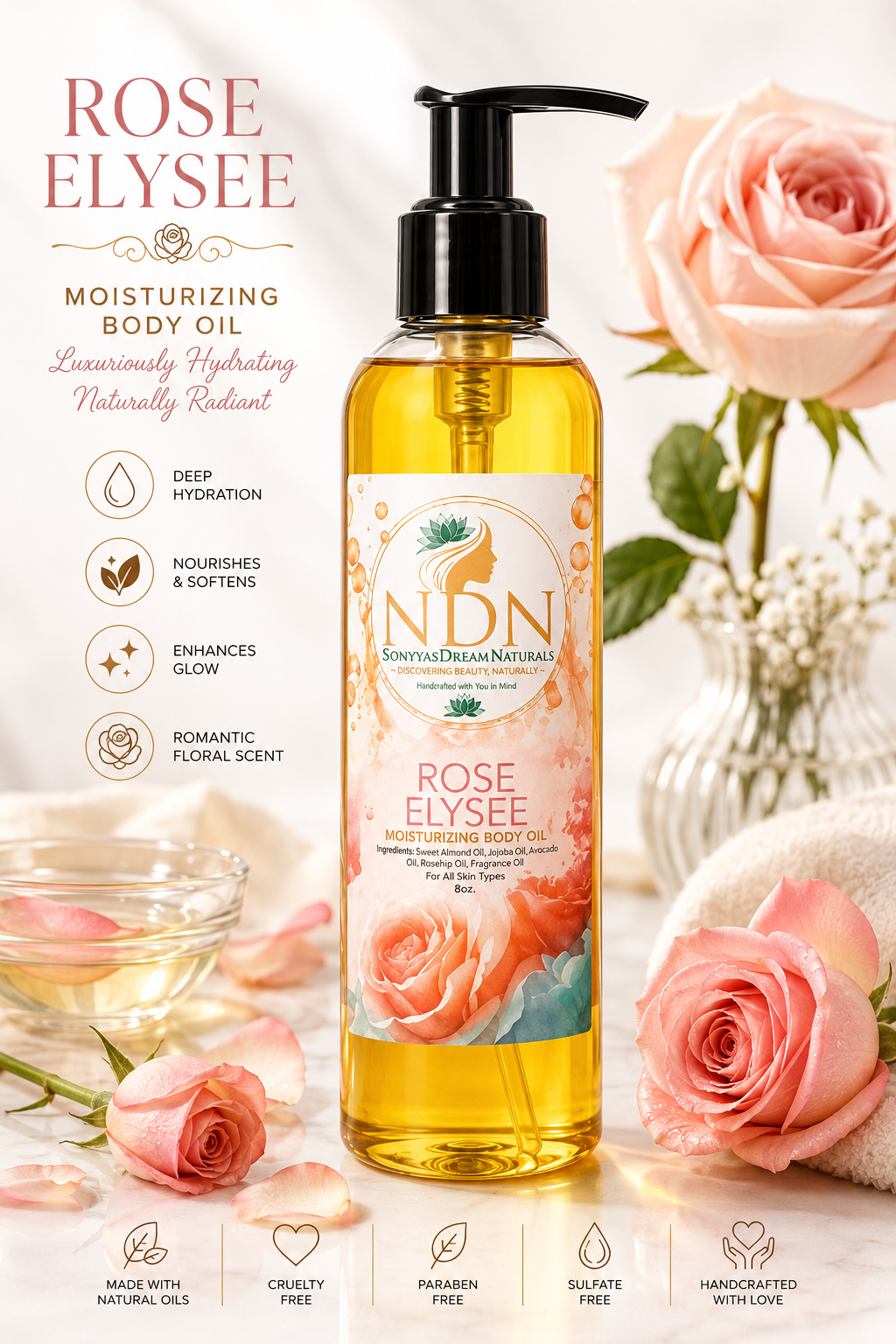 Rose Élysée Moisturizing Body Oil (8oz)