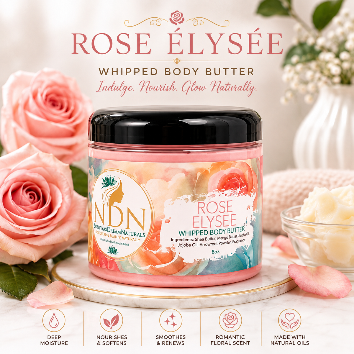 Rose Élysée Whipped Body Butter (8oz)