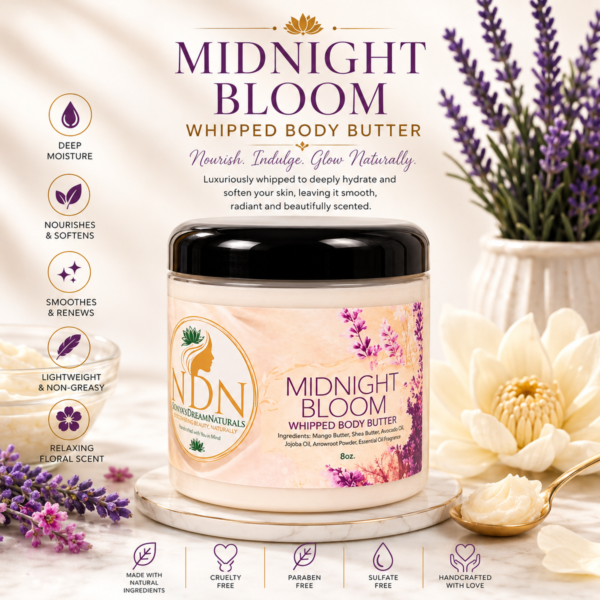 Midnight Bloom Whipped Body Butter (8oz)